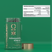 Supplement facts panel for Nutriburst Ashwagandha herbal supplement gummies.