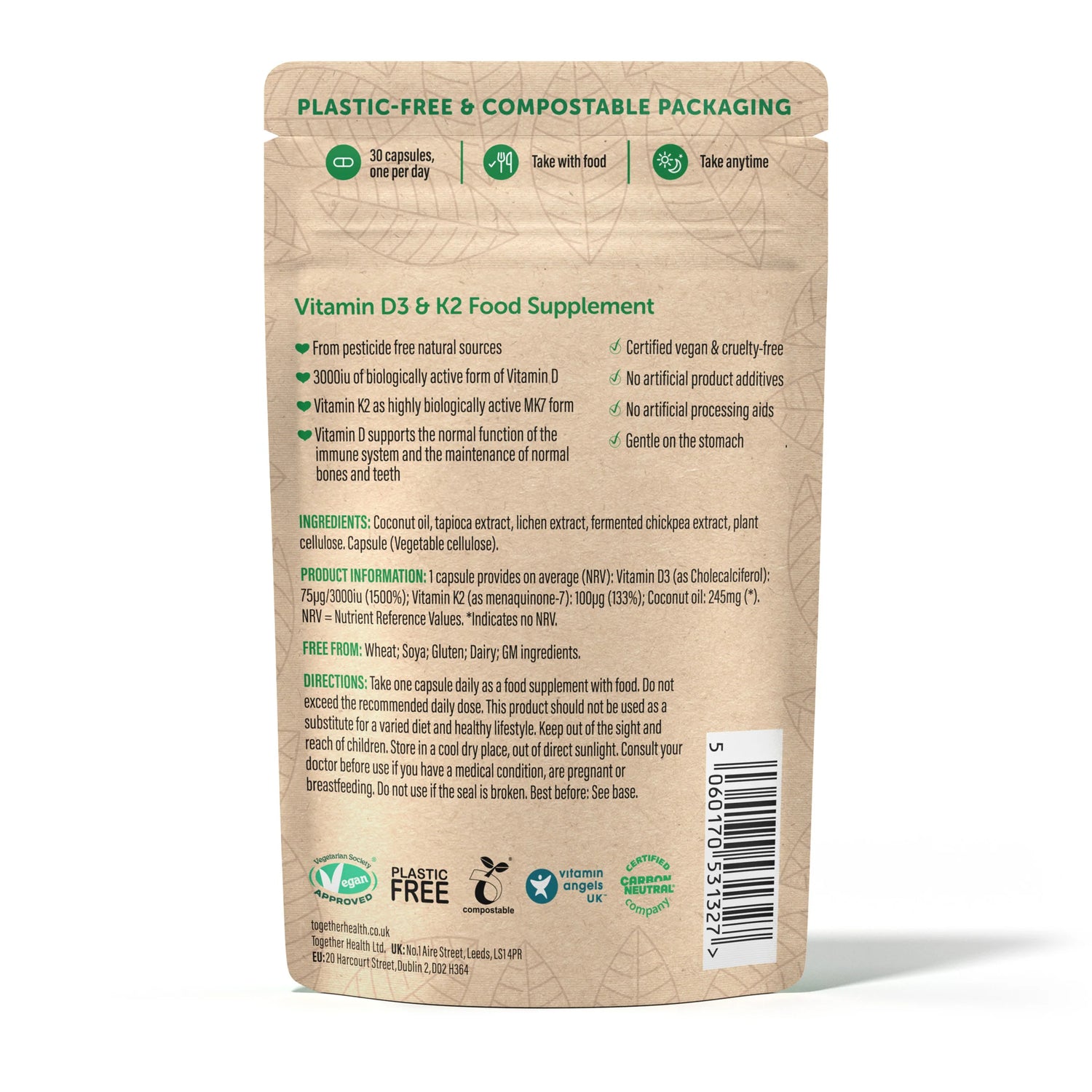 Together Health Vitamin D3 and K2 30 capsules barcode