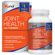 Front image: Qunol Joint Health Turmeric capsules supplement box &  bottle 30 count