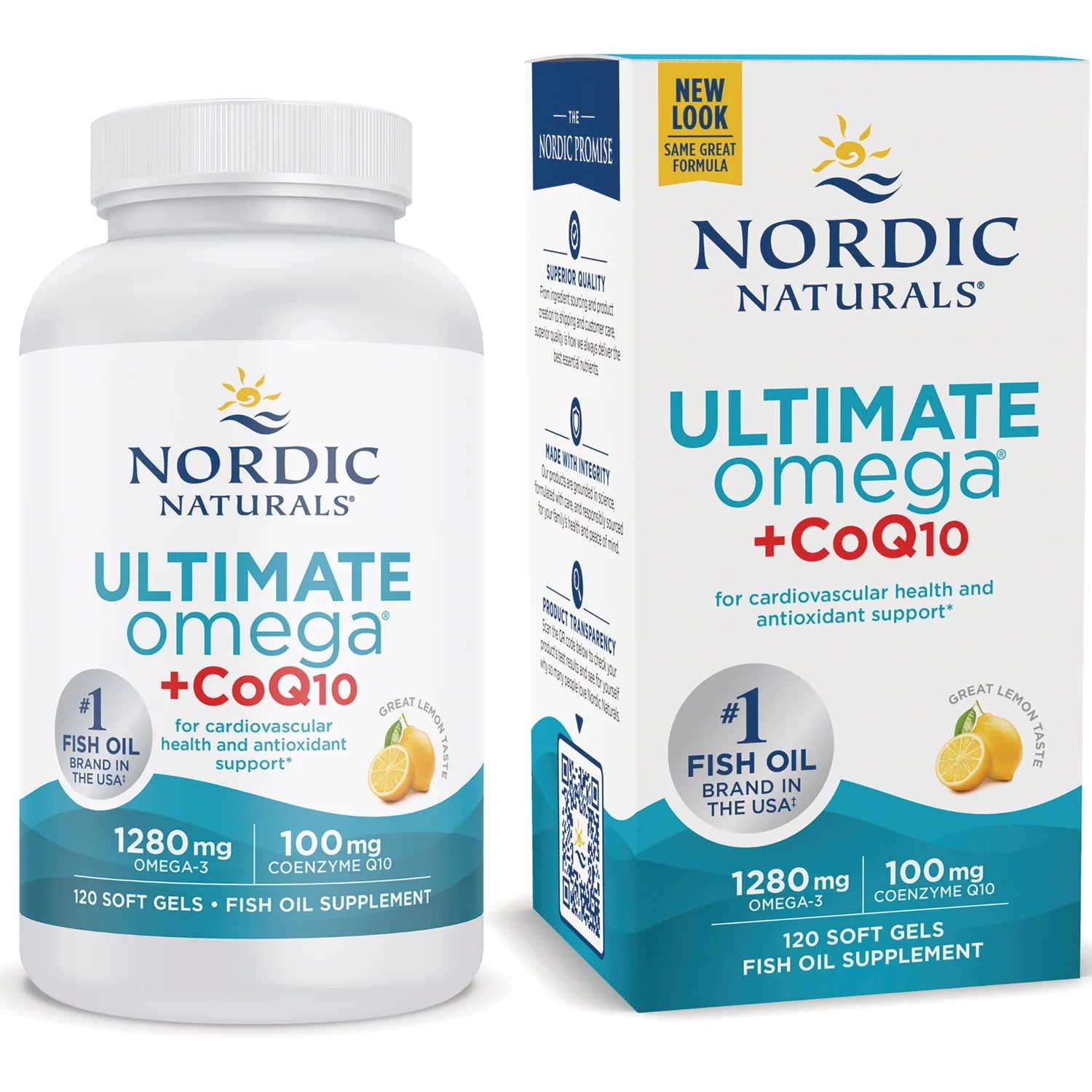 Nordic Naturals Ultimate Omega + CoQ10 - 1280mg Oméga-3 - gélules molles citron