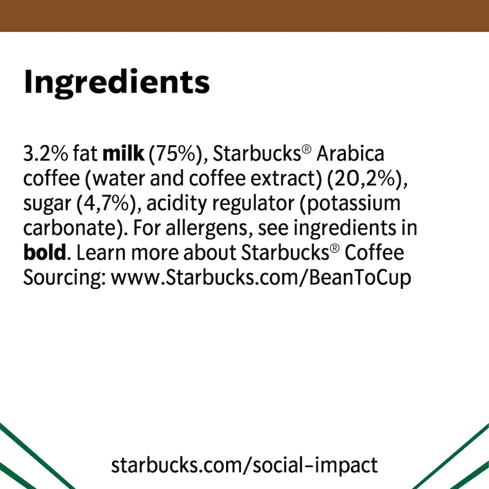 Starbucks Doubleshot espresso iced coffee ingredients label cans pack 12 x 200ml