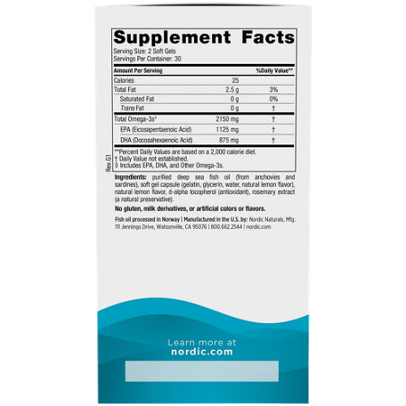 Nordic Naturals Ultimate Omega 2X - 2150 mg Omega-3 Gélules Molles au Citron