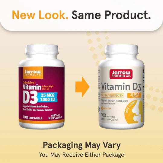 Jarrow Formulas Vitamin D3 25mcg 1000 IU Softgels - 200 Count new look