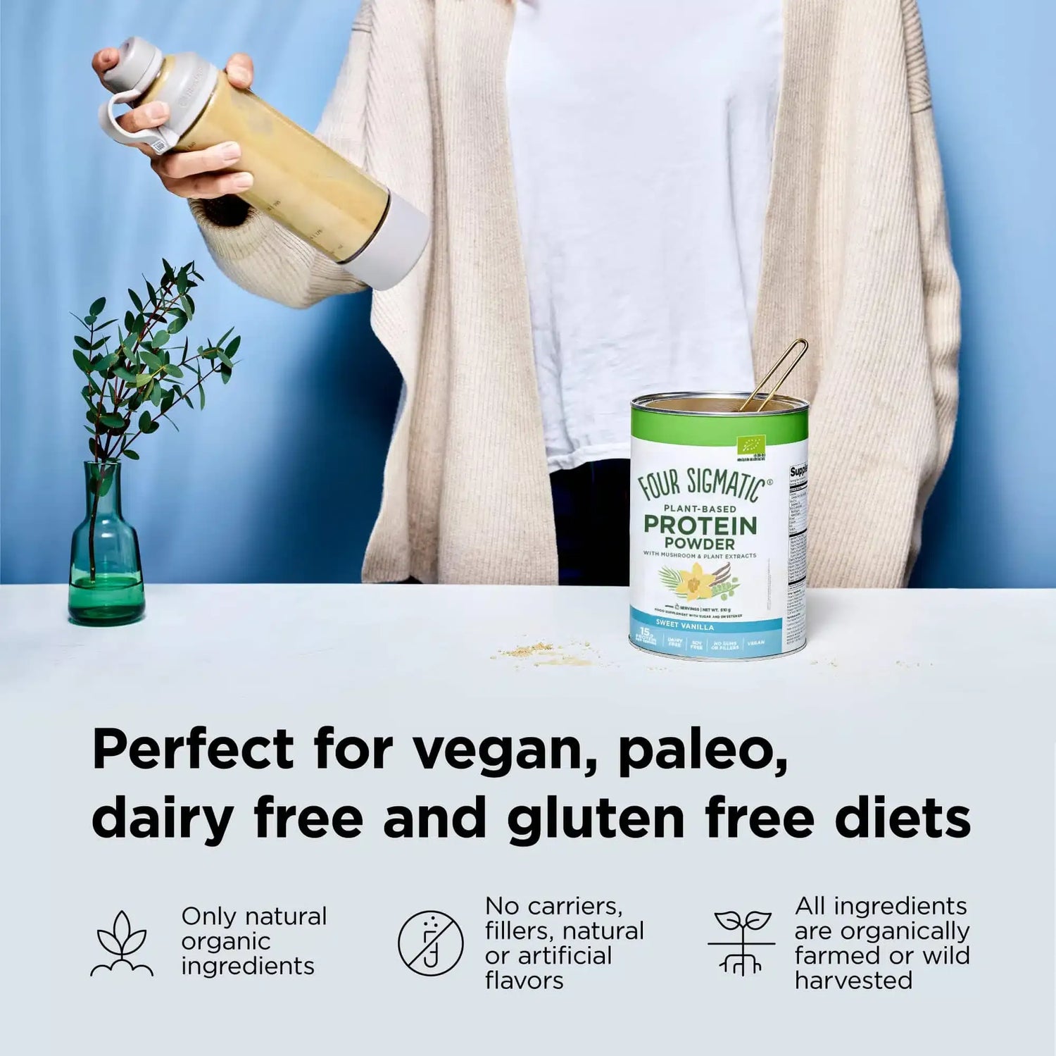 Four Sigmatic Plant-Based Protein Powder, Sweet Vanilla 