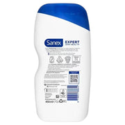 Sanex Expert Skin Health Moisturising Shower Gel, bottle packaging, no flavour, 450ml, ingredients information & barcode