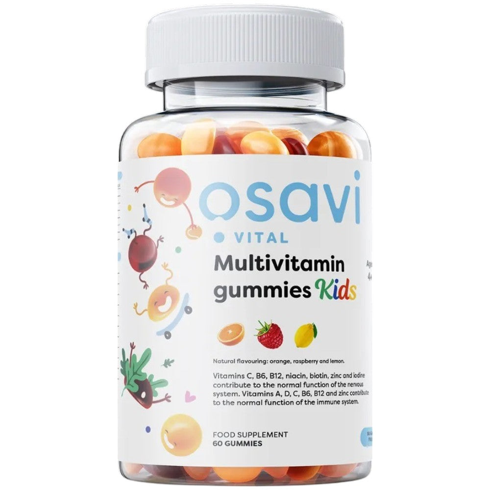 Osavi Vital Kids Multivitamin Gummies orange raspberry lemon flavoured 60 count front packaging