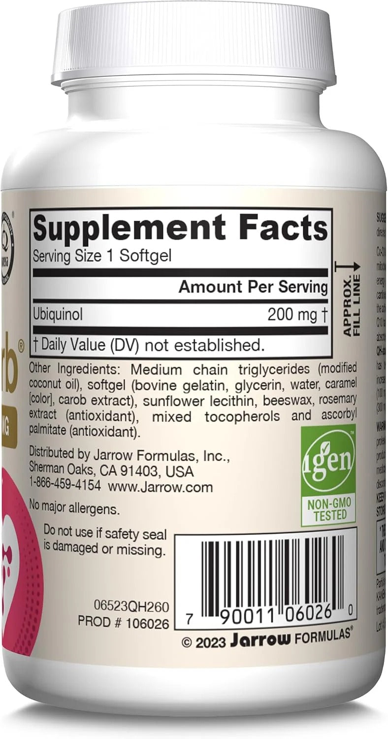 Jarrow Formulas QH-absorb Ubiquinol 200mg 60 Softgels barcode