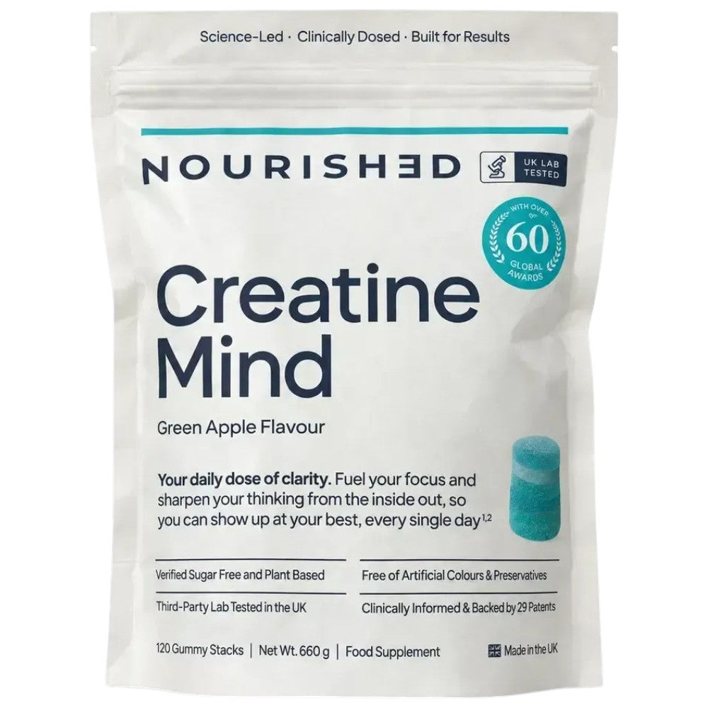 Nourished Creatine Mind Green Apple flavoured gummy stacks pouch 660g 120 stacks