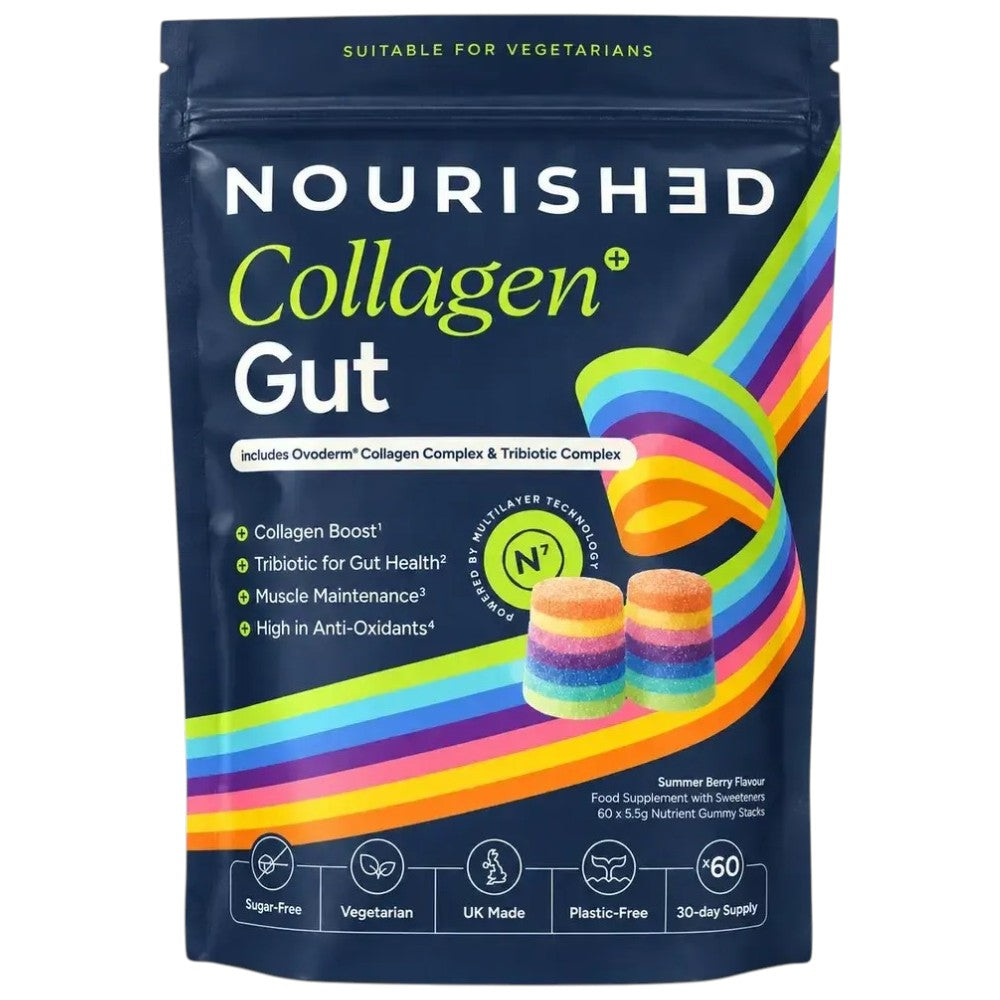 Nourished Collagen+ Gut Summer Berry flavoured gummy pouch 330g 60 gummy stacks