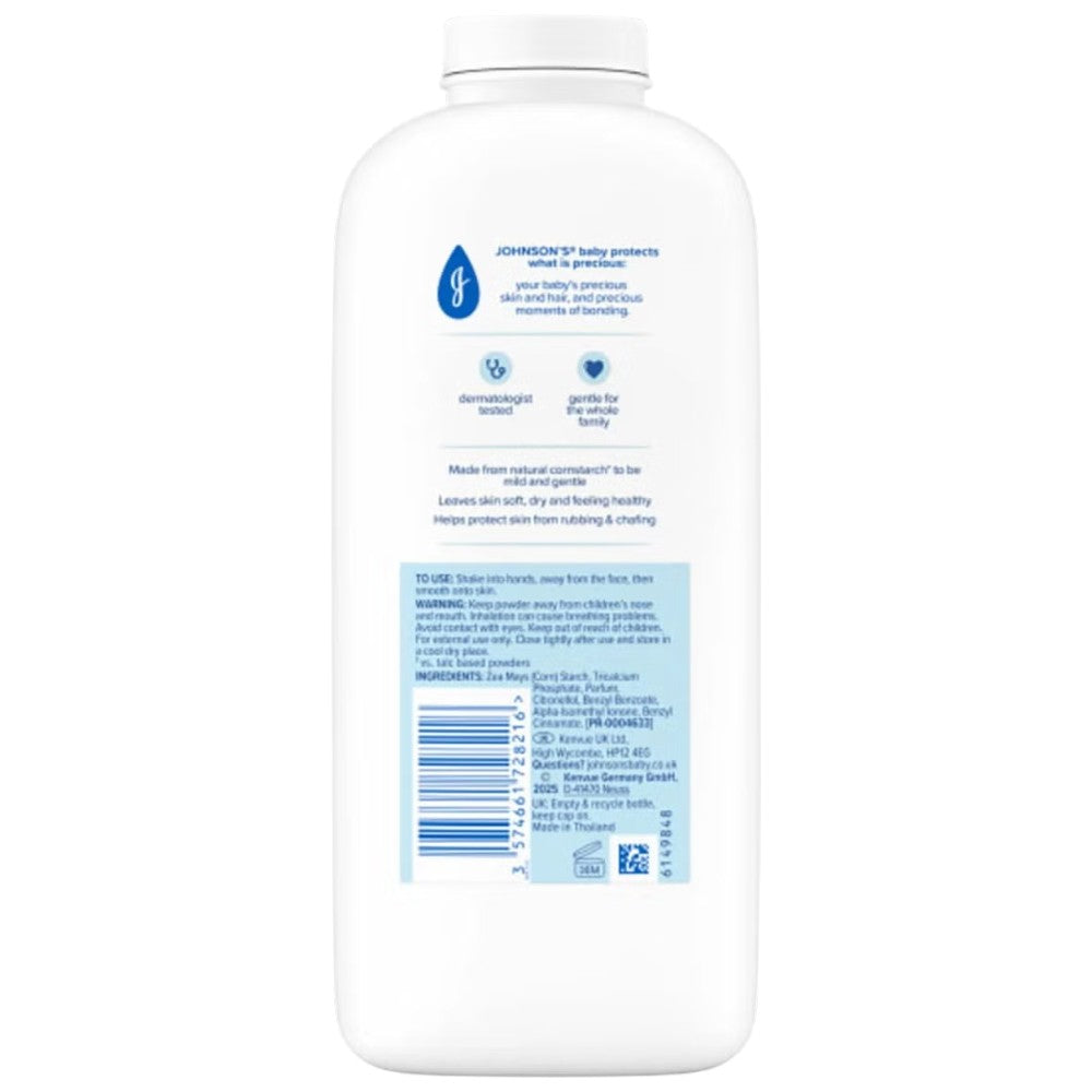 Johnson's Baby Natural Cornstarch Powder body powder bottle 400g ingredients & barcode