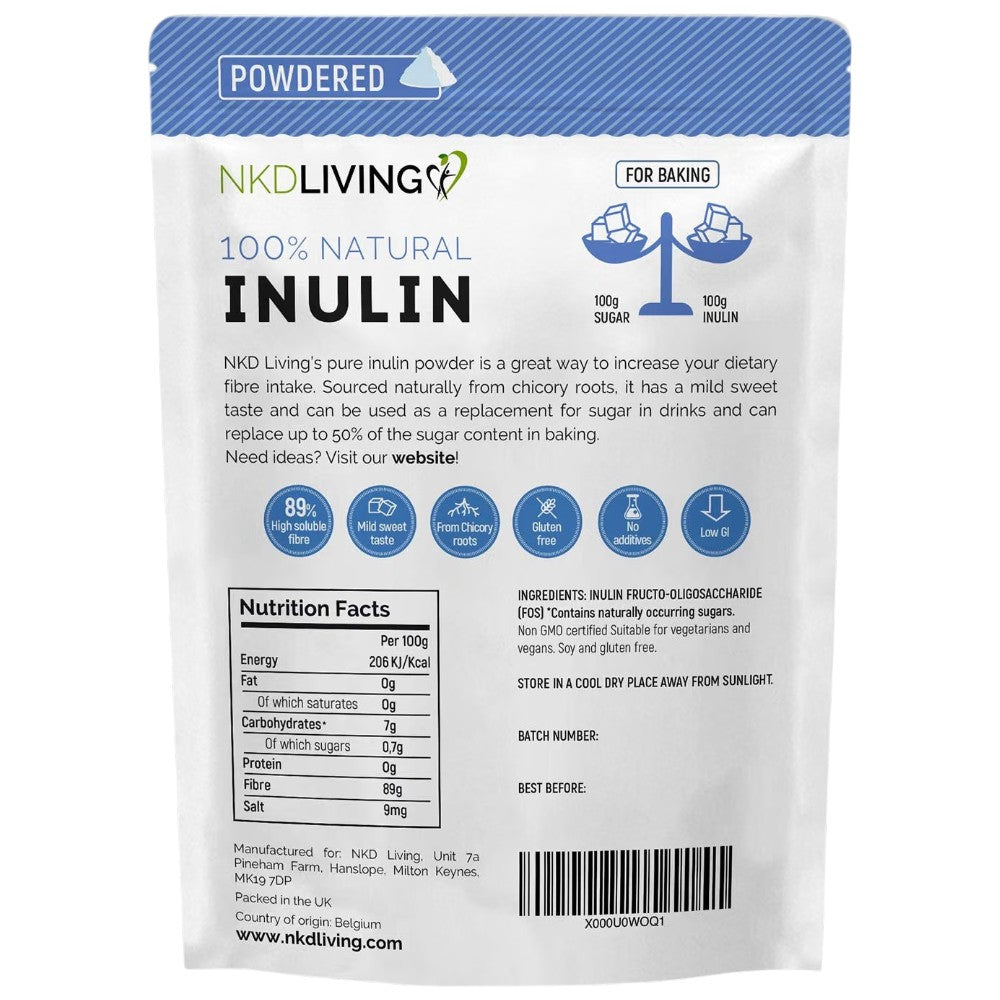 NKD Living Inulin Fibre Powder from Chicory Root pouch 1kg supplement facts and ingredients