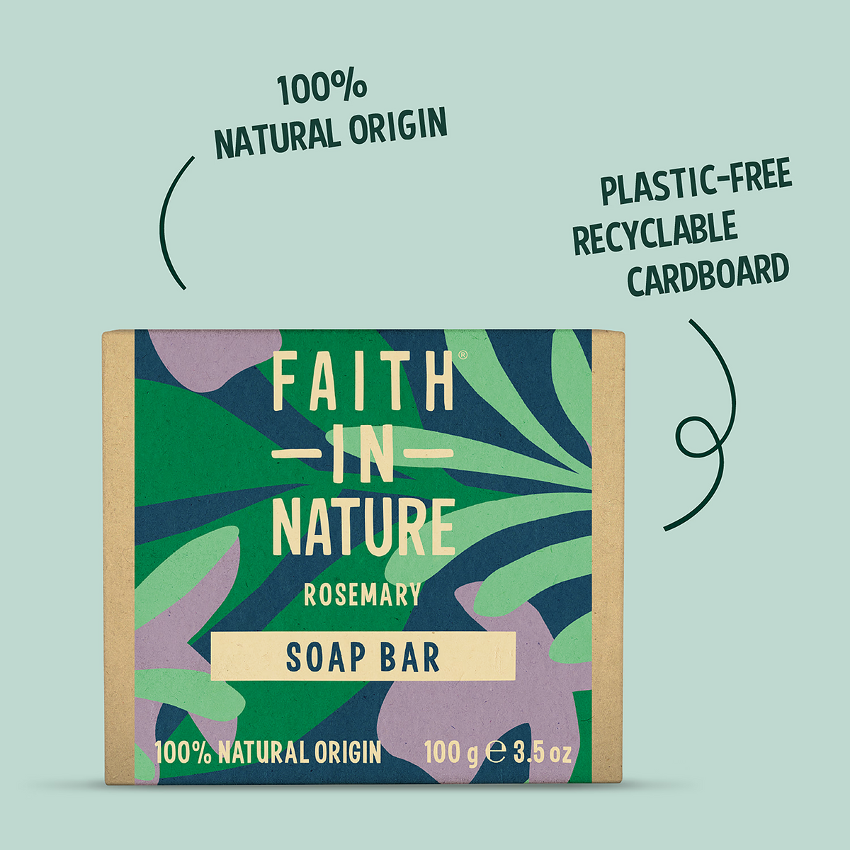 Faith In Nature Natural Rosemary Vegan Bar Soap 6 × 100g cardboard product information