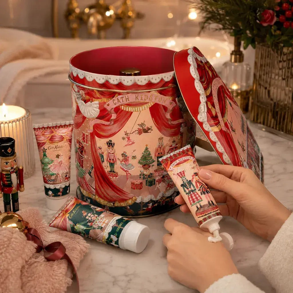 Cath Kidston Nutcracker Theatre Body Treats gift set hand cream body wash lotion scrub bath salts lip balm 6 piece how to use