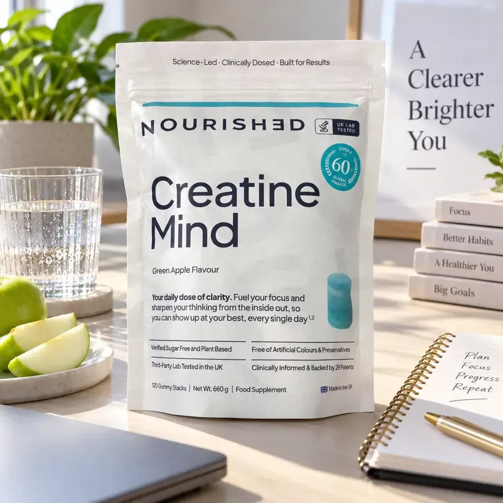 Nourished Creatine Mind Green Apple flavoured gummy stacks pouch 660g 120 stacks lifestyle use