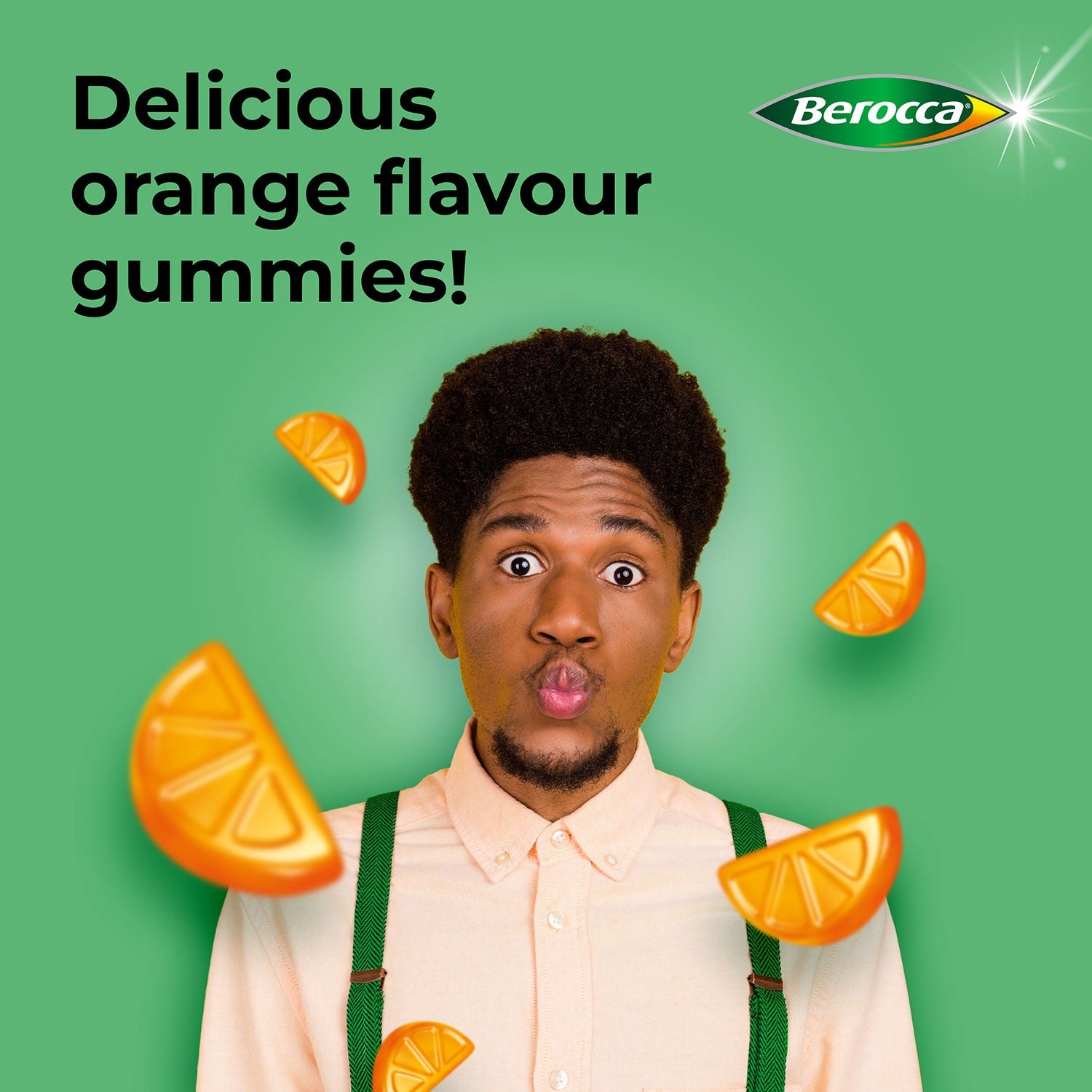 Daily orange flavour multivitamin gummies for adults and children