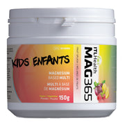 MAG365 Kids Magnesium Multi Powder tub, Fruit Splash flavour, 150g.