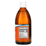 NOW Foods Omega-3 Fish Oil Liquid Lemon Flavour with EPA and DHA 500 mL Supplement Facts label with omega-3 content details