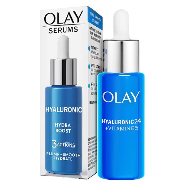 Olay Hyaluronic24 Vitamin B5 Hydra Boost Face Serum bottle & box 40ml