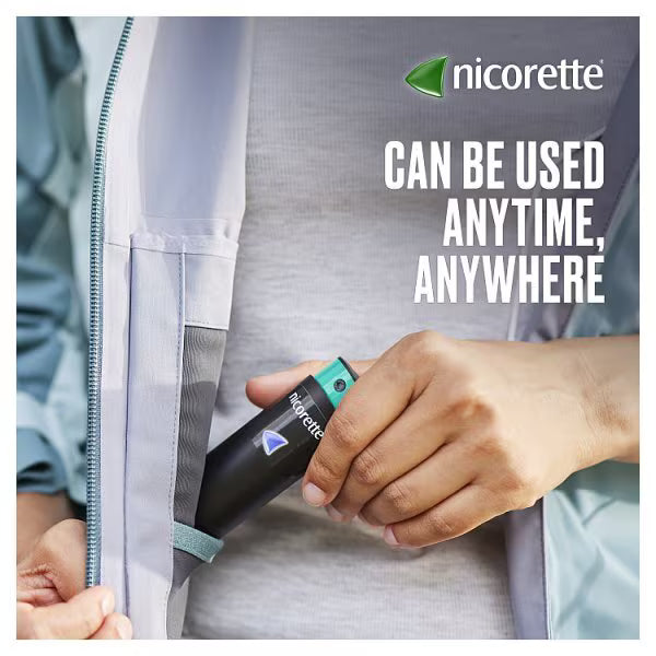 Nicorette QuickMist Cool Berry Mouth Spray portable bottle 1mg 150 sprays