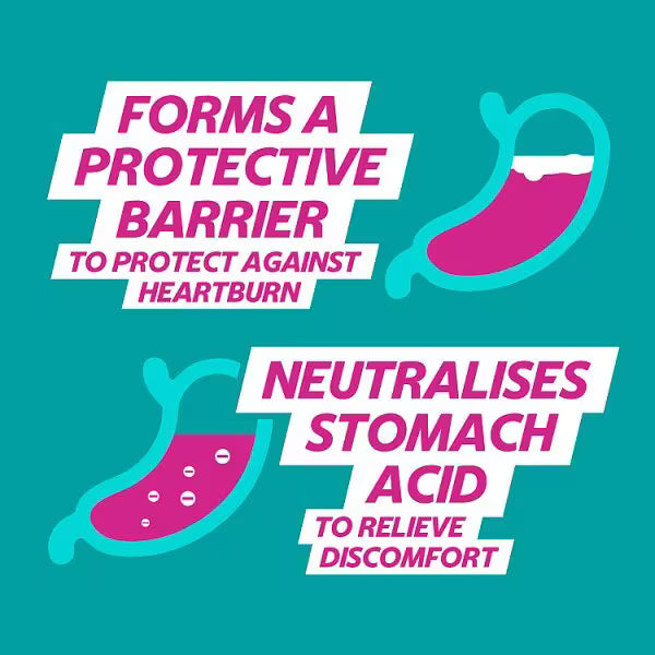 Gaviscon Double Action Mint Liquid Sachets box packaging mint flavour oral suspension 12 x 10ml portable sachet