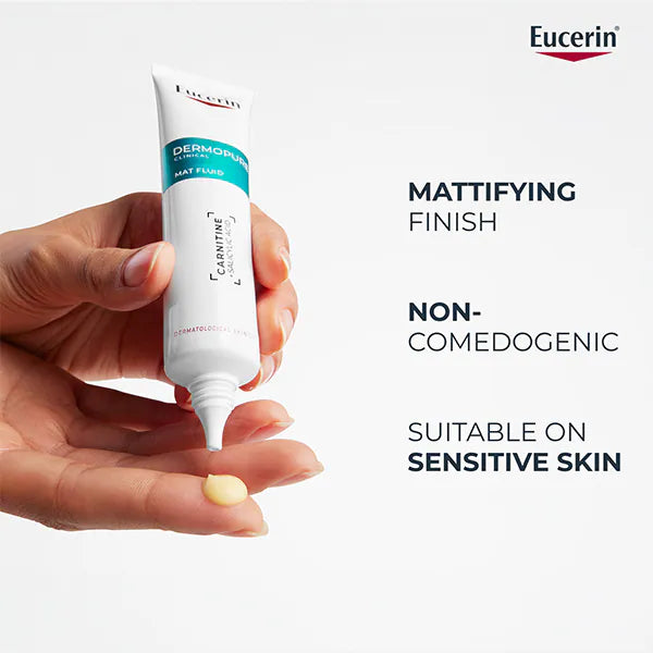 Eucerin DermoPure Clinical Mattifying Fluid carnitine salicylic acid facial fluid 40ml tube product information