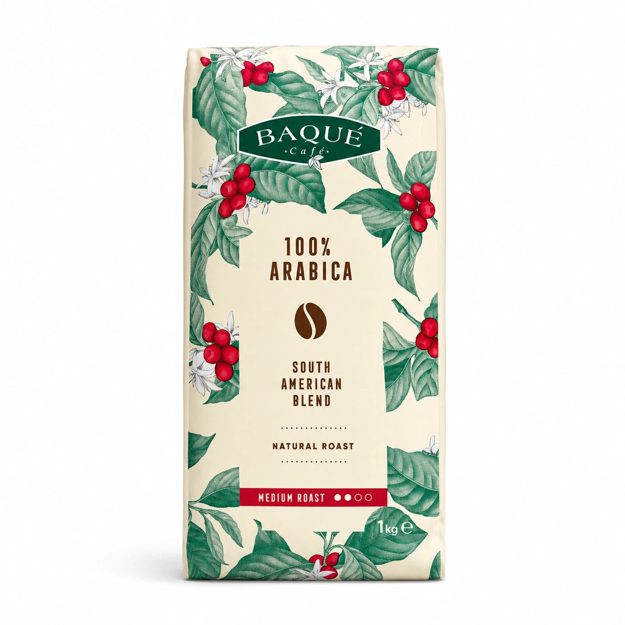 Baqué Café 100% Arabica South American Blend Coffee Beans, coffee bag packaging, no flavour, 1kg