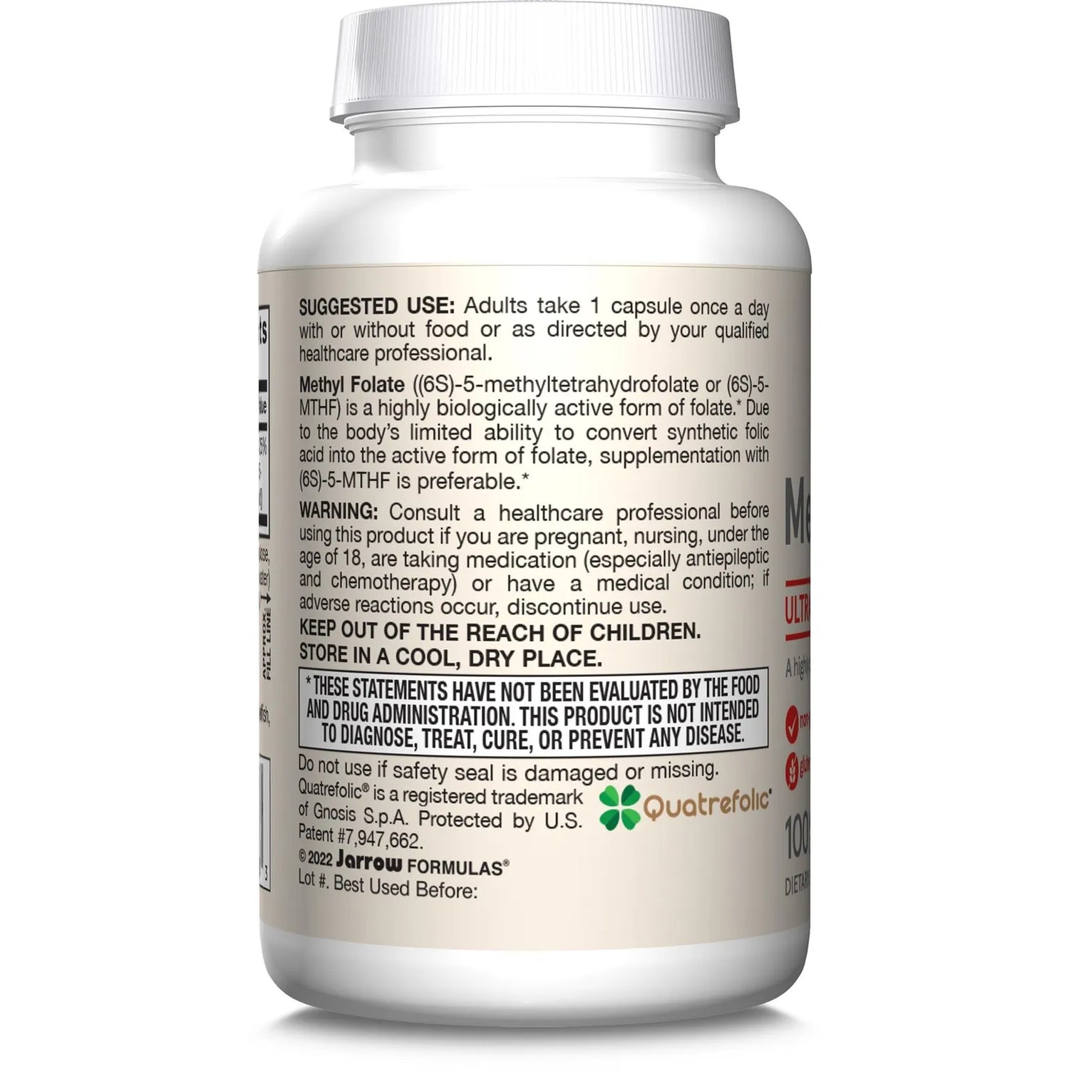 How to Use Image: Jarrow Formulas Methyl Folate 1000mcg veggie capsules 100 count usage instructions