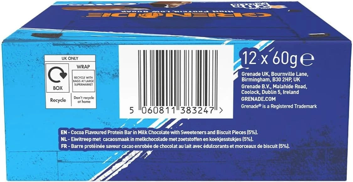 Grenade OREO High Protein Low Sugar Bars barcode packaging 12 x 60g