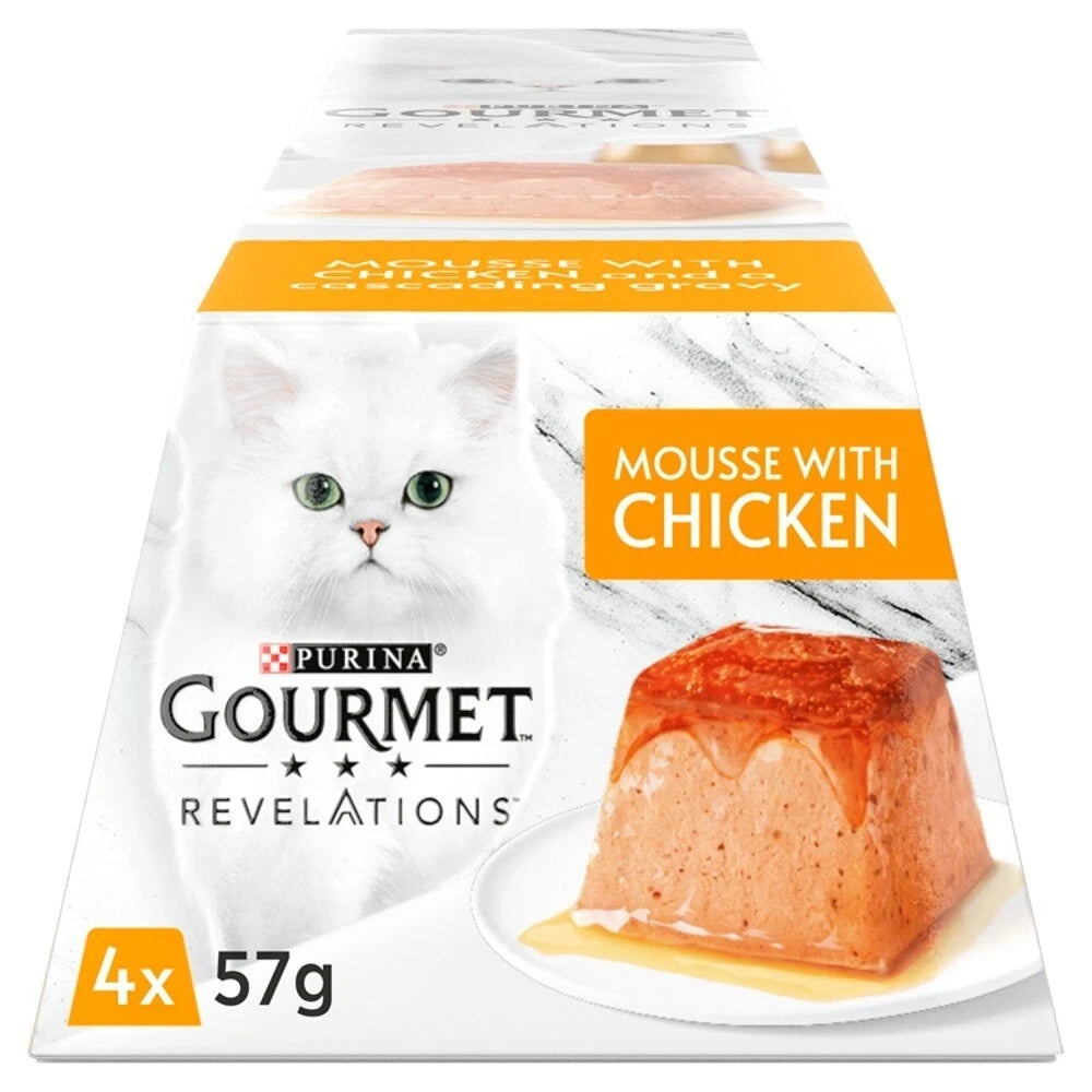 Purina Gourmet Revelations Mousse Chicken Wet Cat Food 4 x 57g pyramid pots