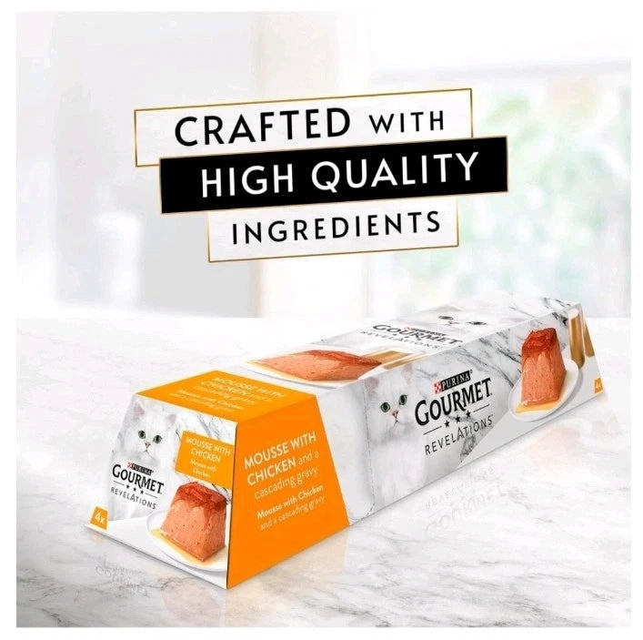 Purina Gourmet Revelations Mousse Chicken Wet Cat Food 4 x 57g pyramid pots
