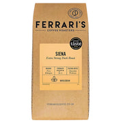 Ferrari's Coffee Roasters Siena dark roast whole coffee beans 1kg bag packaging front