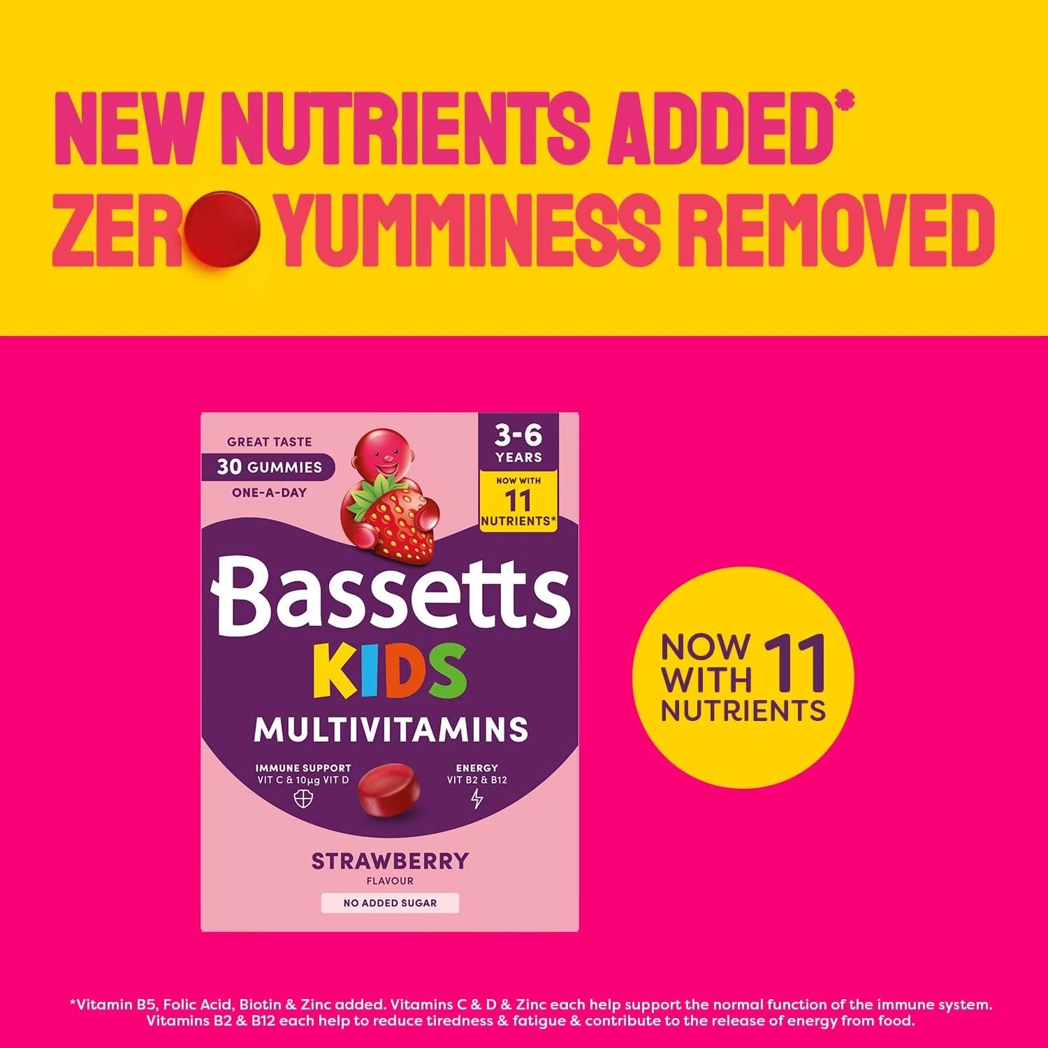Bassetts Kids Multivitamins Strawberry Flavour Gummies 3-6 Years 30 Count