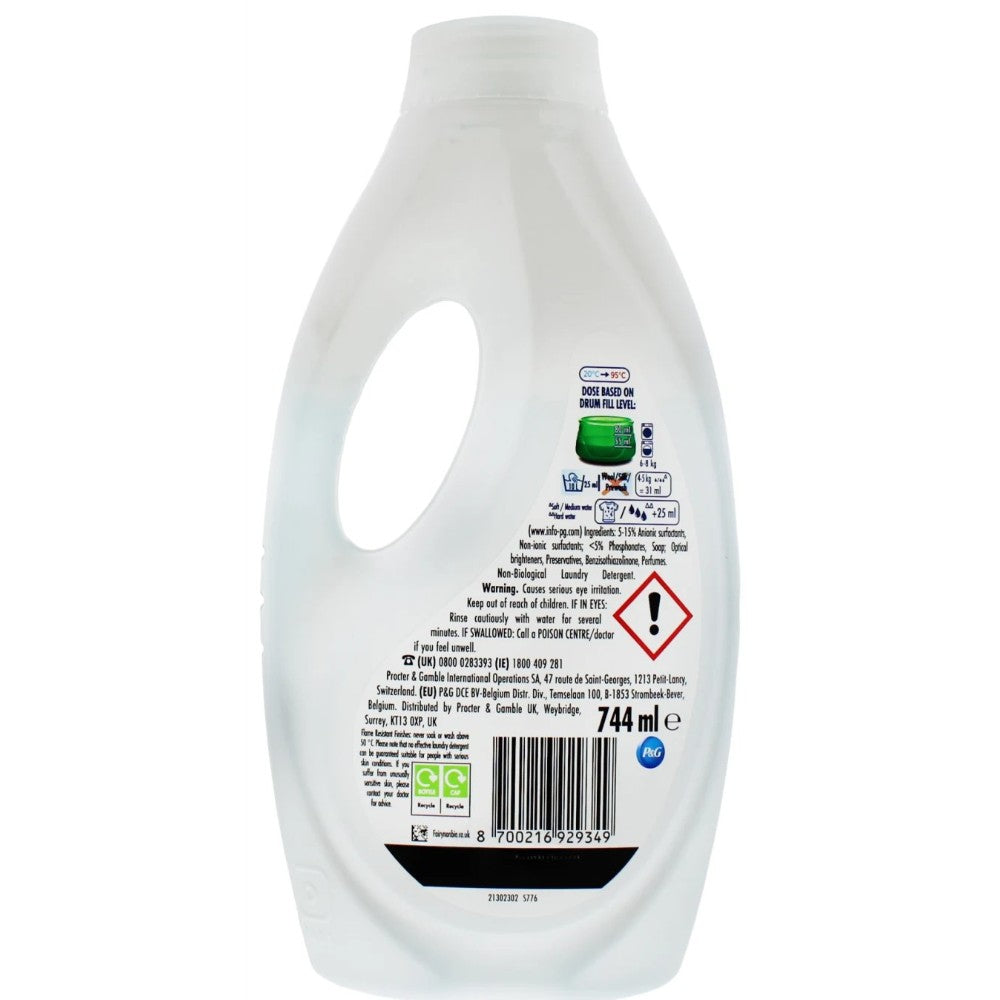 Fairy Non Bio Liquid Laundry Detergent 24 Washes 774ml barcode packaging image