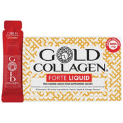 Gold Collagen Forte Liquid peach apple orange flavoured marine collagen supplement 8000mg 10 x 25ml sachets front packaging