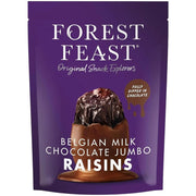 Forest Feast Belgian Milk Chocolate Jumbo Raisins chocolate coated raisins 1kg resealable pouch front packaging