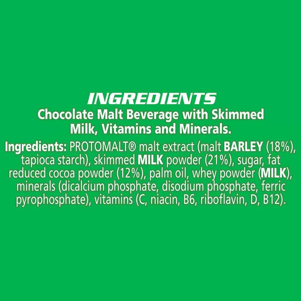 Nestlé Milo Chocolate Malt Drink Powder pouch chocolate flavour 400g ingredients and nutrition information panel