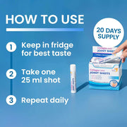 How to Use: Swedish Nutra collagen joint shot 25ml daily serving 30 pack