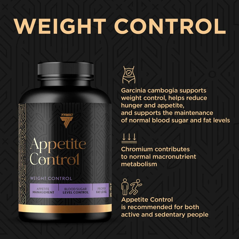 Supplement facts image: Trec Nutrition Appetite Control supplement facts ingredients bottle 90 count