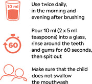 Listerine Smart Rinse Kids Mild Berry Mouthwash alcohol-free oral rinse bottle 500ml how to use