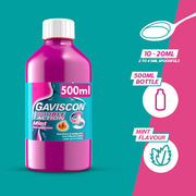How to use: Gaviscon Double Action Mint Oral Suspension 500ml dosage instructions