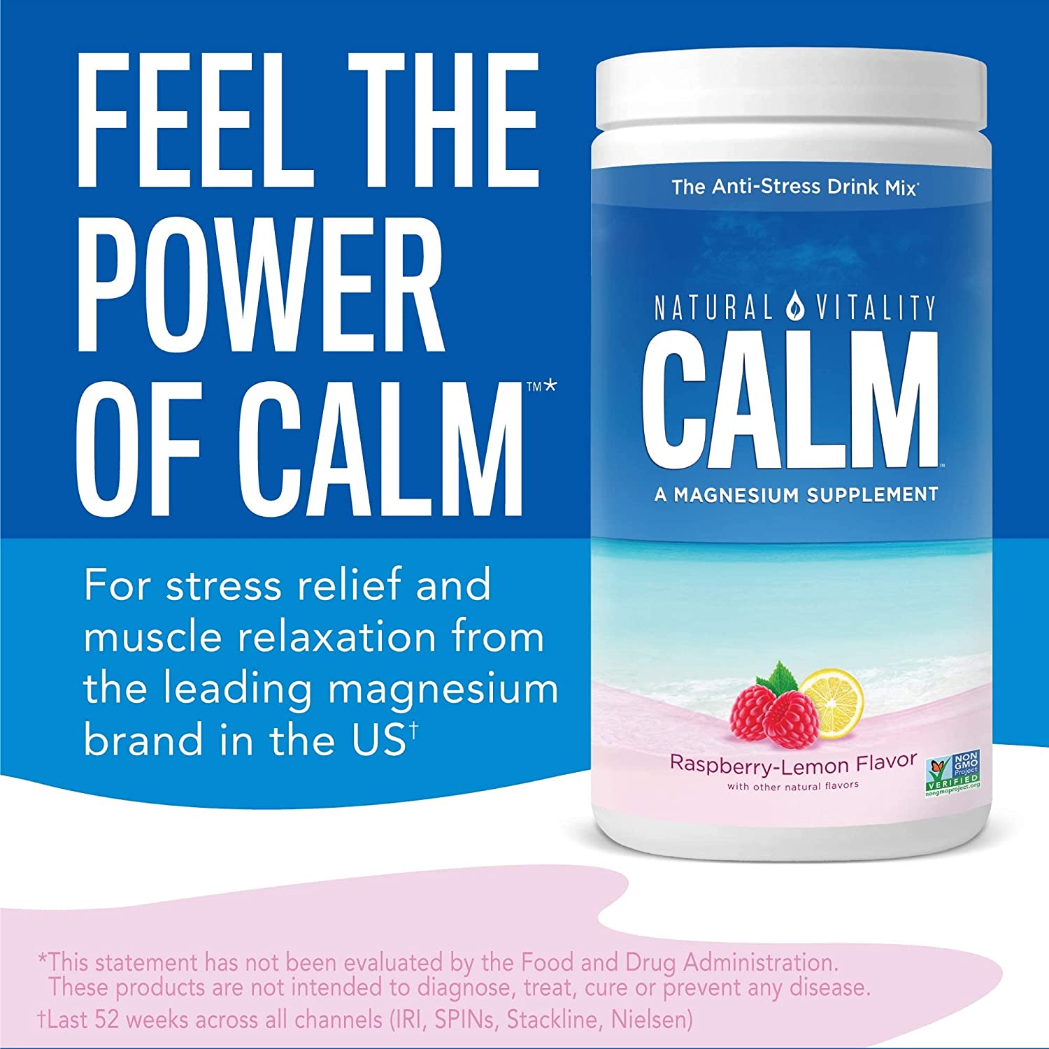 Natural Vitality CALM® Magnesium Plus Calcium Powder, Raspberry Lemon Flavour 226gMAGNESIUM PLUS CALCIUM POWDER, RASPBERRY LEMON FLAVOUR